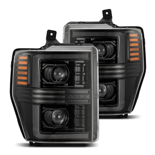 AlphaRex 880309 2008-2010 Ford F250-550 PRO-Series Projector headlights Alpha-Black with Activation Light/Sequential Signal