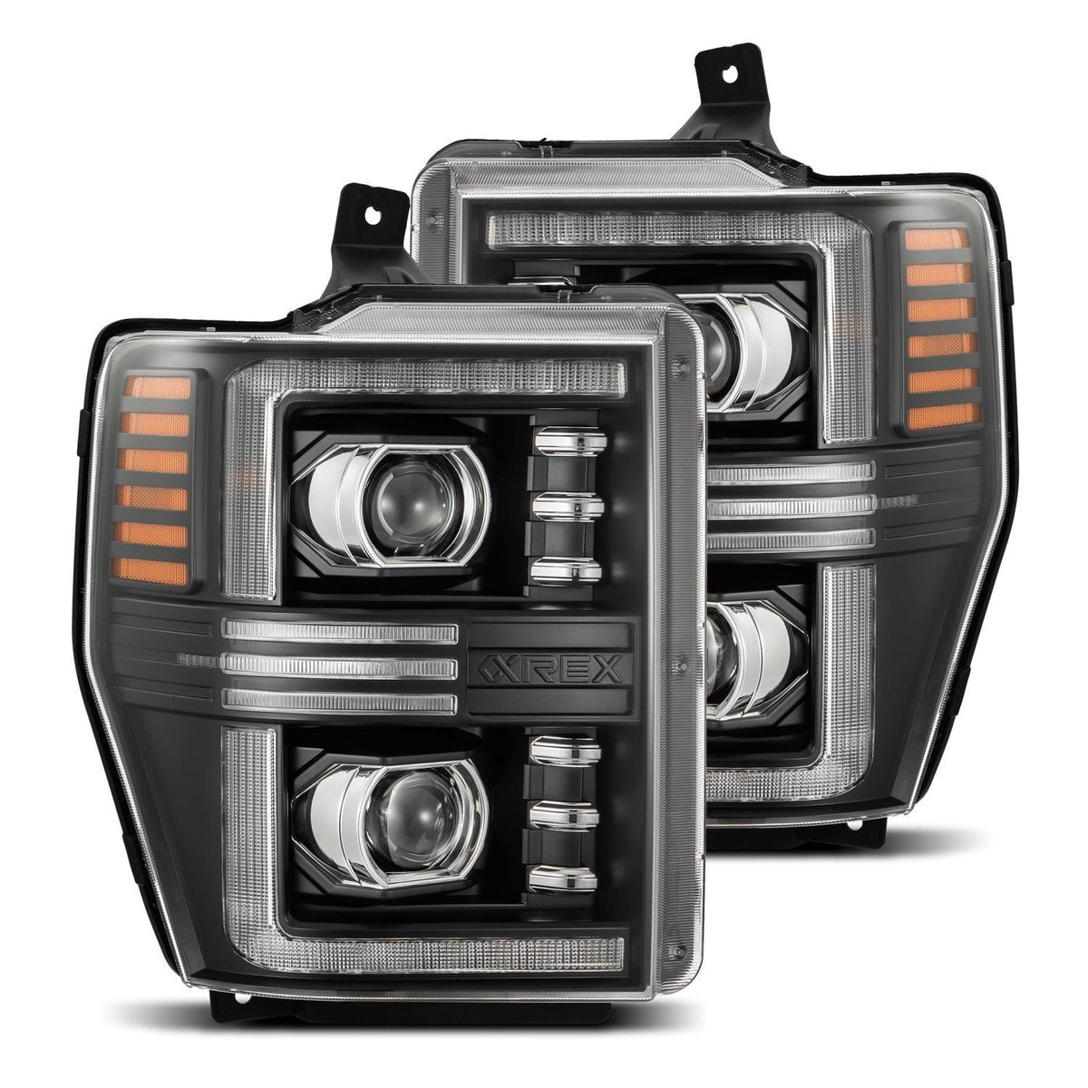 AlphaRex 880308 08-10 Ford F250-550 PRO-Series Projector headlights Black with Activation Light/Sequential Signal