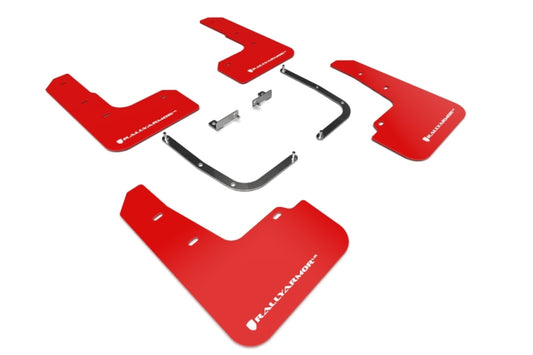 Rally Armor UR Mud Flaps - 2019-2021 Hyundai Veloster - Red/White Logo - #MF58-UR-RD/WH