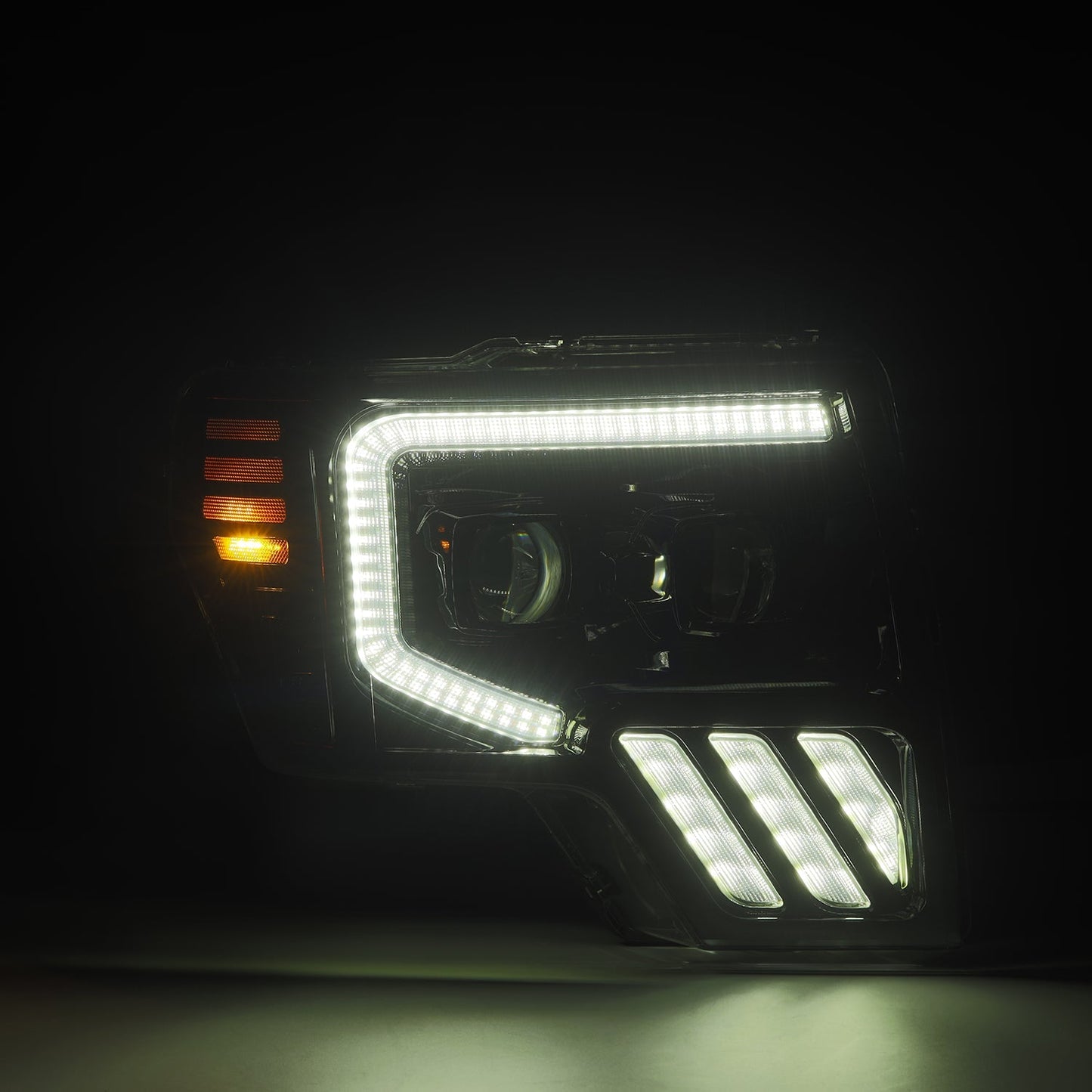 AlphaRex 880090 09-14 Ford F-150 LUXX LED Projector Headlights Plank Style Jet Black w/Activation Light/Sequential Signal/DRL