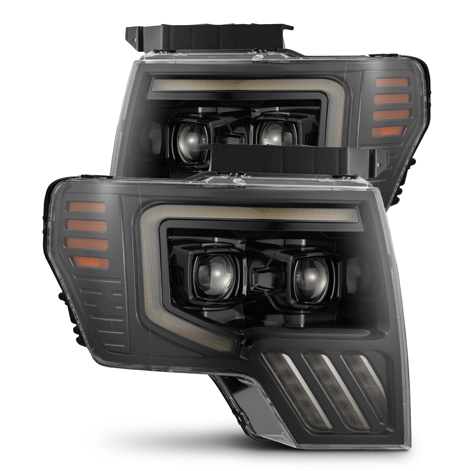 AlphaRex 880090 09-14 Ford F-150 LUXX LED Projector Headlights Plank Style Jet Black w/Activation Light/Sequential Signal/DRL