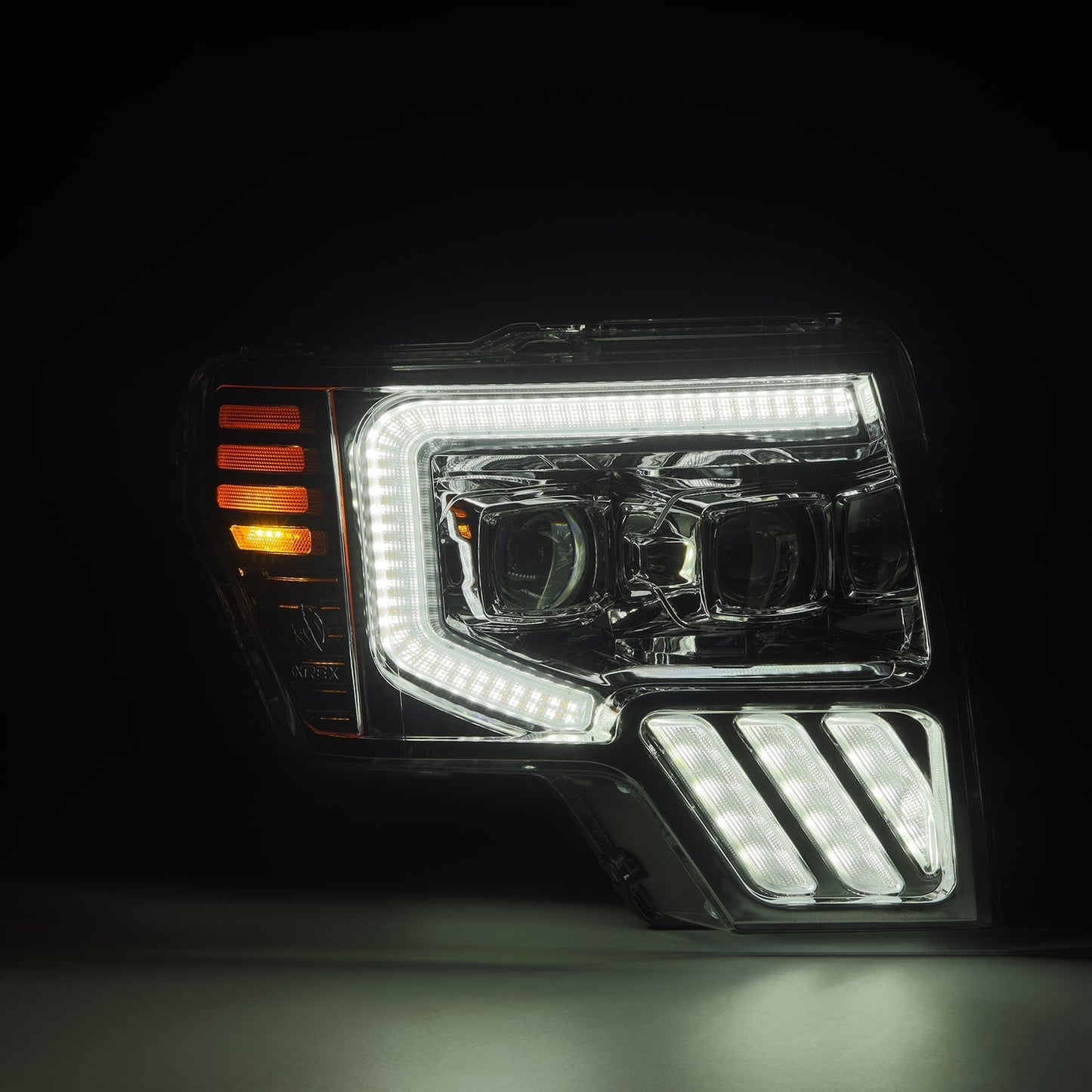 AlphaRex 880091 09-14 Ford F-150 LUXX LED Projector Headlights Plank Style Chrome w/Activation Light/Sequential Signal/DRL