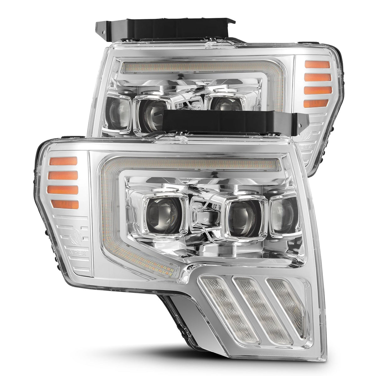 AlphaRex 880091 09-14 Ford F-150 LUXX LED Projector Headlights Plank Style Chrome w/Activation Light/Sequential Signal/DRL
