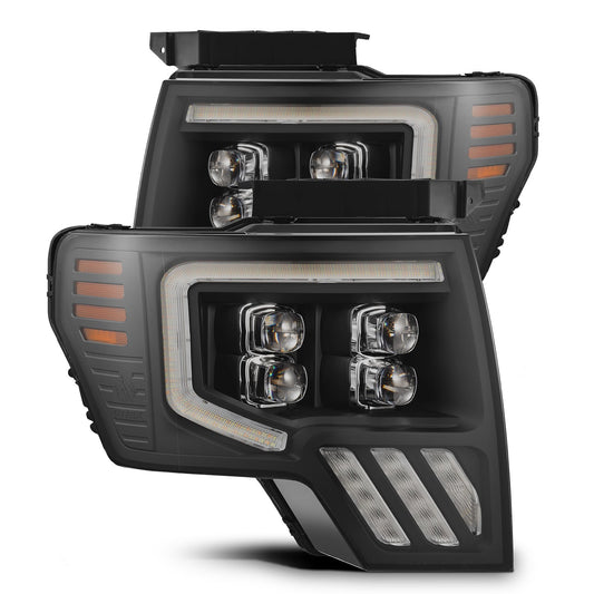 AlphaRex 880095 2009-2014 Ford F150 NOVA-Series LED Projector Headlights Black with Activation Light & Sequential Signal /Switchback DBL