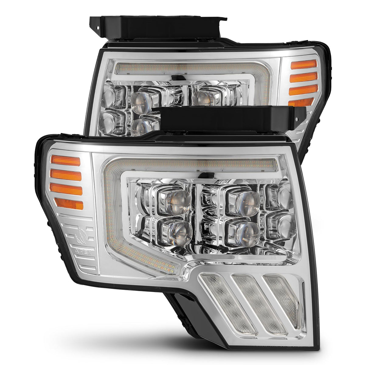 AlphaRex 880094 09-14 Ford F150 NOVA-Series LED Projector Headlights Chrome with Activation Light & Sequential Signal /Switchback DBL