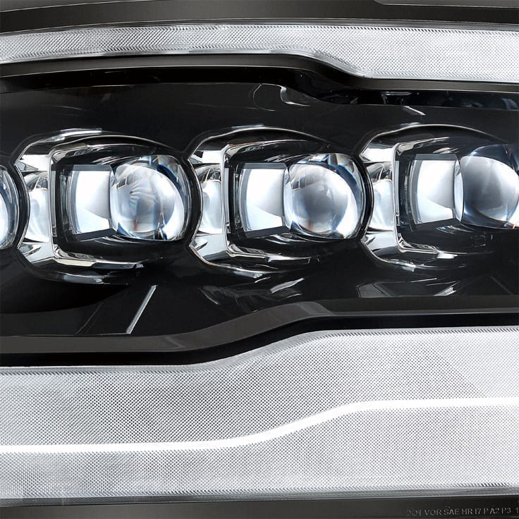 AlphaRex 880590 09-18 Dodge Ram 1500 HD NOVA LED Projector Headlights Plank Style Design Gloss Black with DRL