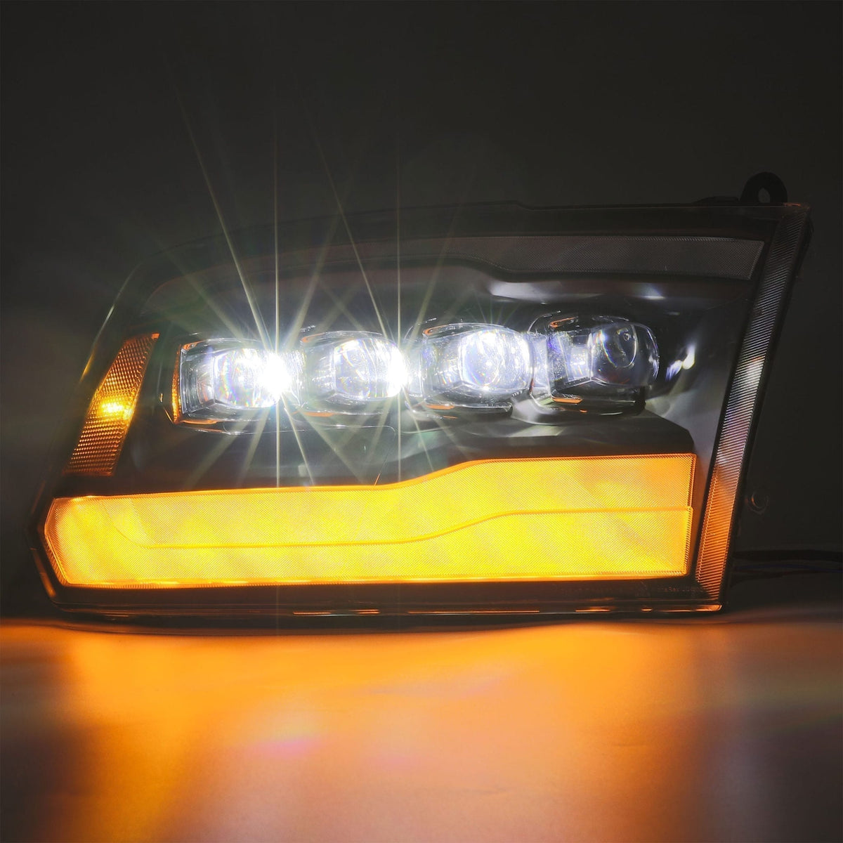 AlphaRex 880590 09-18 Dodge Ram 1500 HD NOVA LED Projector Headlights Plank Style Design Gloss Black with DRL