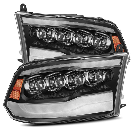 AlphaRex 880590 2009-2018 Dodge Ram 1500 HD NOVA LED Projector Headlights Plank Style Design Gloss Black with DRL