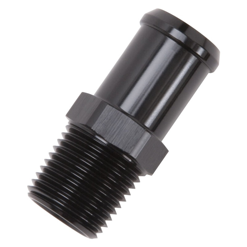 Edelbrock 8183 Hose End Straight 1/2 in NPT to 3/4 in Barb Black Anodized