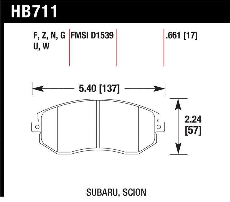 Hawk Performance HB711Z.661 Performance Ceramic Street Brake Pads
