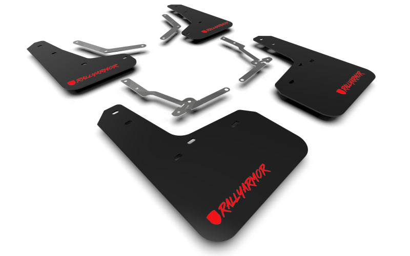Rally Armor UR Mud Flaps - 2013-2018 Ford Focus - Black/Red Logo - #MF27-UR-BLK/RD-X