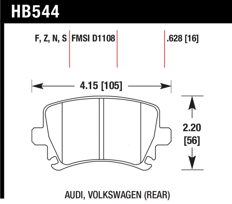 Hawk Performance HB544Z.628 Performance Ceramic Street Brake Pads