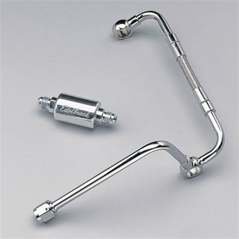 Edelbrock 8128 Dual Feed Line/Thunder Series Carburetor with Polished Fuel Filter