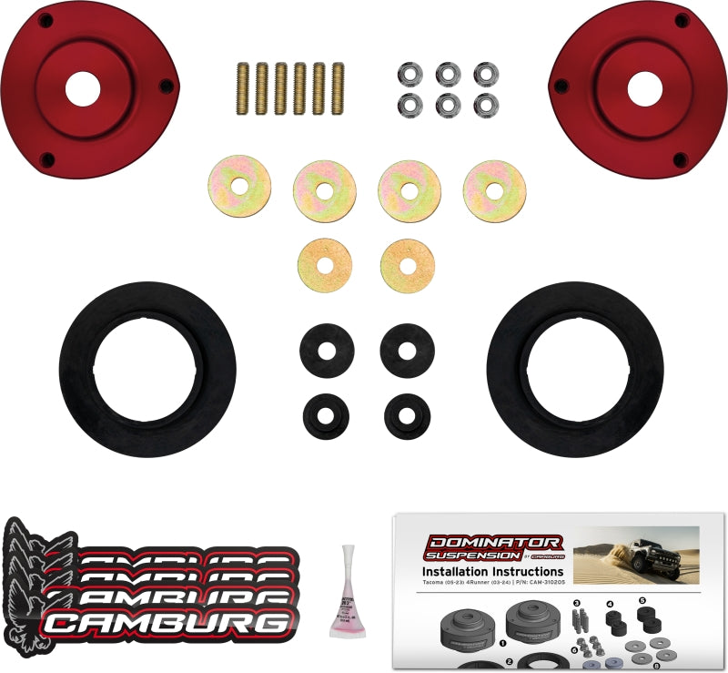 Camburg Engineering CAM-310205 Dominator Preload Spacer Kit 2 in Red for 2003-2024 Toyota Tacoma / 4Runner