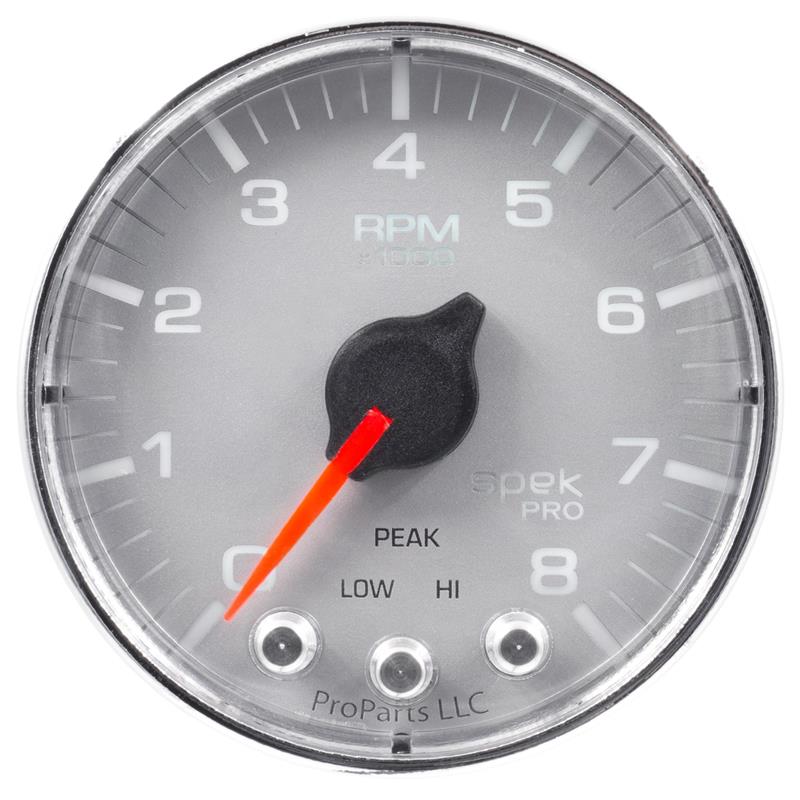 AutoMeter P30521 Spek-Pro 2-1/16in 100 PSI Boost Gauge Stepper Silver/Chrome