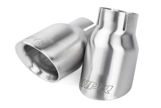 APR Double-Walled 3.5in Slash-Cut Tips - Brushed Silver - Set of 2