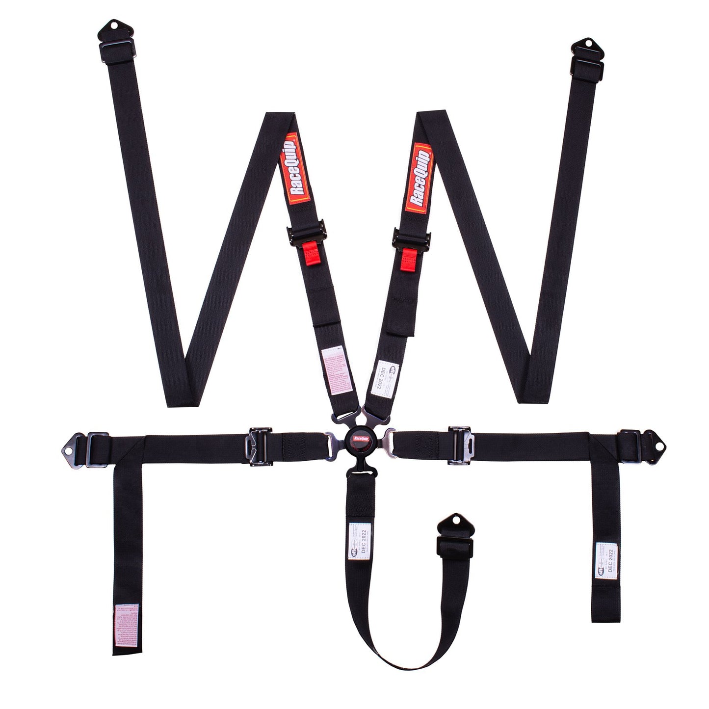 RaceQuip 841001 Camlock 5 Point 2In Auto Racing Harness Set / Pull-Down Lap / SFI 16.1 Seat Belt Set - Black