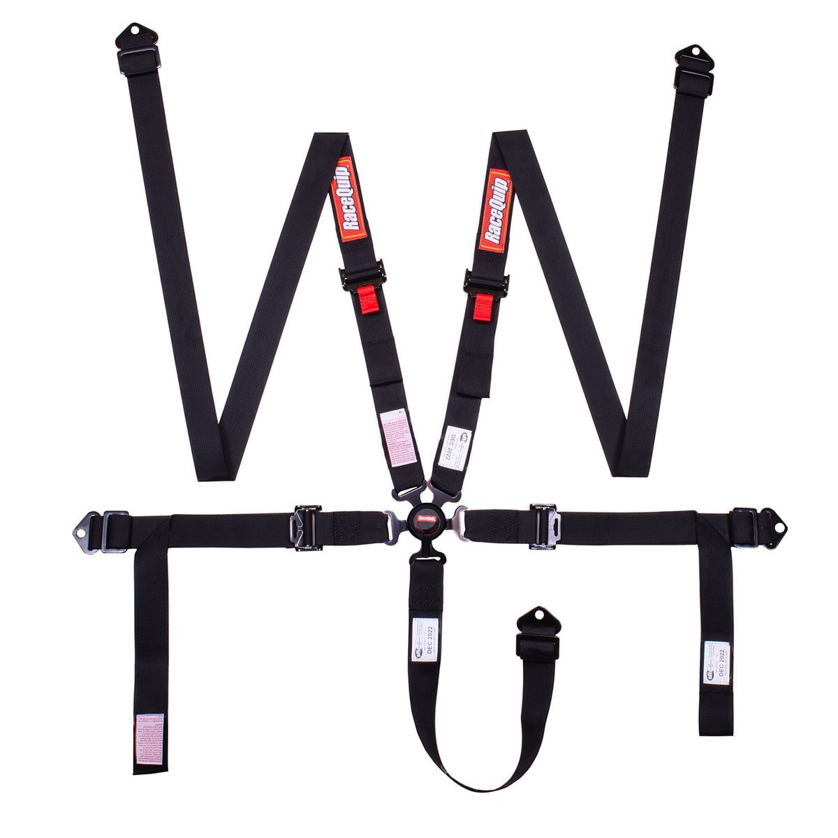 RaceQuip 841001 Camlock 5 Point 2In Auto Racing Harness Set / Pull-Down Lap / SFI 16.1 Seat Belt Set - Black