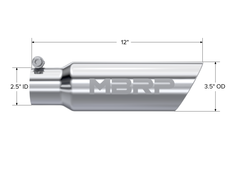 MBRP T5106 Exhaust Tip - 3.5" OD Dual Wall Angled 2.5" inlet 12" length | T304 Stainless