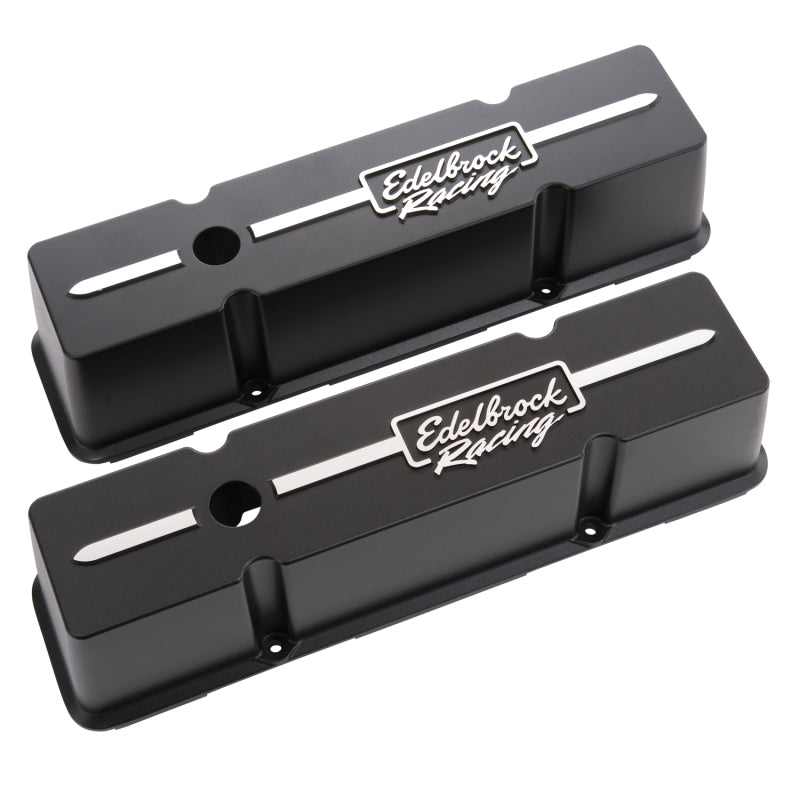 Edelbrock 41643 Valve Cover Racing Series Chevrolet 1959-1986 262-400 CI V8 Tall Black