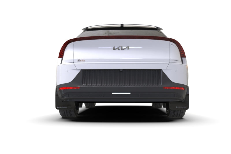 Rally Armor Mud Flaps - 2022-2024 Kia EV6 - RAL UR Blk Flap/Dark Grey Logo - #MF91-UR-BLK-DGRY