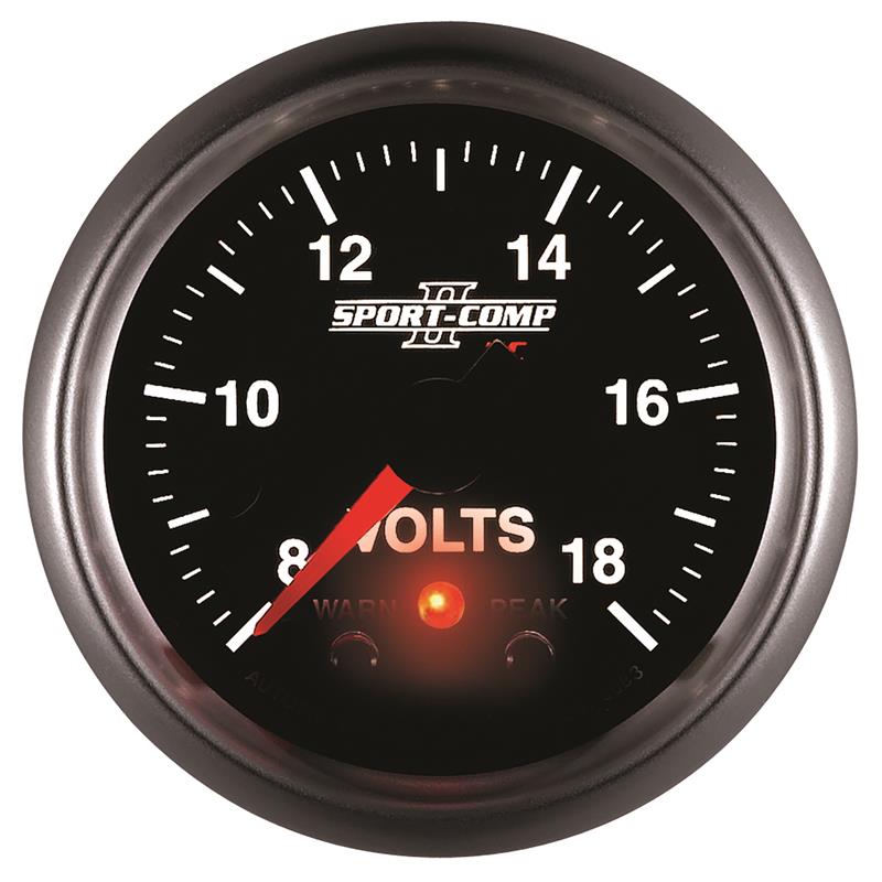 AutoMeter 3683 Sport-Comp II 2-1/16in Digital Voltmeter Gauge - 18V