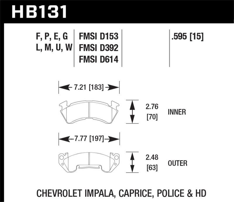 Hawk Performance HB131M.595 Black Motorsport Brake Pads