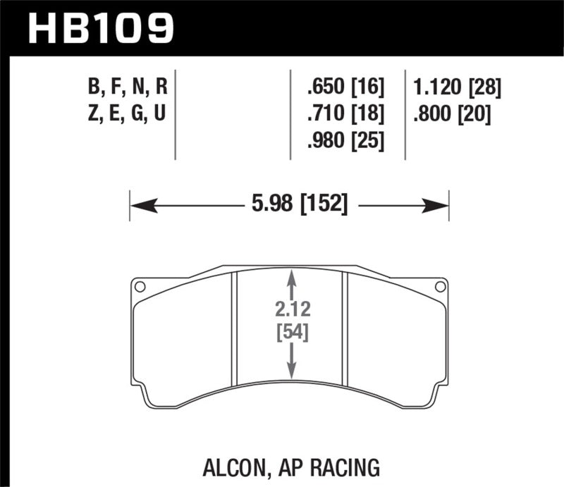 Hawk Performance HB109G.710 DTC-60 Motorsport Brake Pads