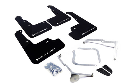 Rally Armor UR Mud Flaps - 2015-2021 Subaru WRX / WRX STI - Black/White Logo - #MF32-UR-BLK/WH