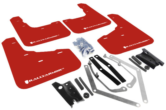 Rally Armor UR Mud Flaps - 2014-2019 Ford Fiesta - Red/White Logo - #MF29-UR-RD/WH