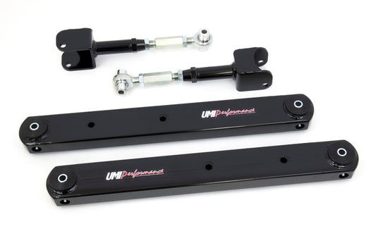 UMI Performance 402119-B Rear Control Arms Boxed Lowers Adjustable Uppers Black