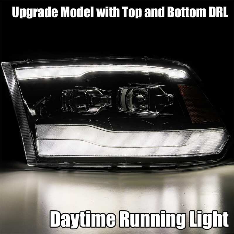 AlphaRex 880539 09-18 Dodge Ram 1500 HD LUXX LED Projector Headlights Plank Style Black w/Activation Light/Sequential Signal/DRL