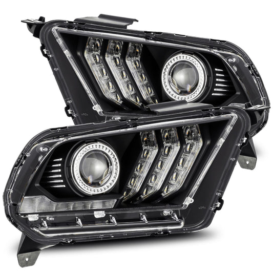 AlphaRex 880115 2010-2012 Ford Mustang LUXX LED Projector Headlights Plank Style Black with Activation Light/Sequential Signal