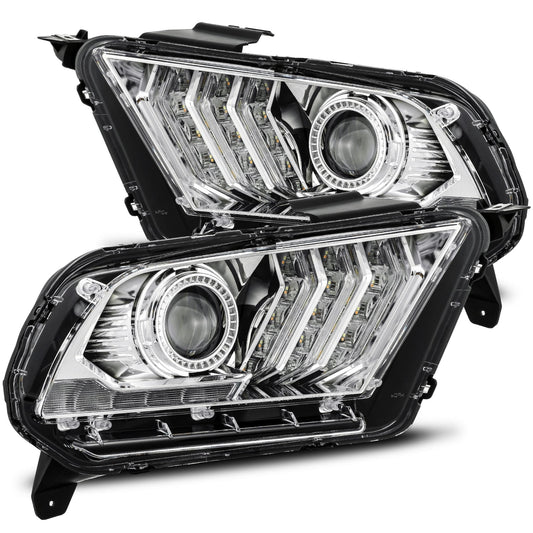 AlphaRex 880117 2010-2012 Ford Mustang LUXX LED Projector Headlights Plank Style Chrome with Activation Light/Sequential Signal