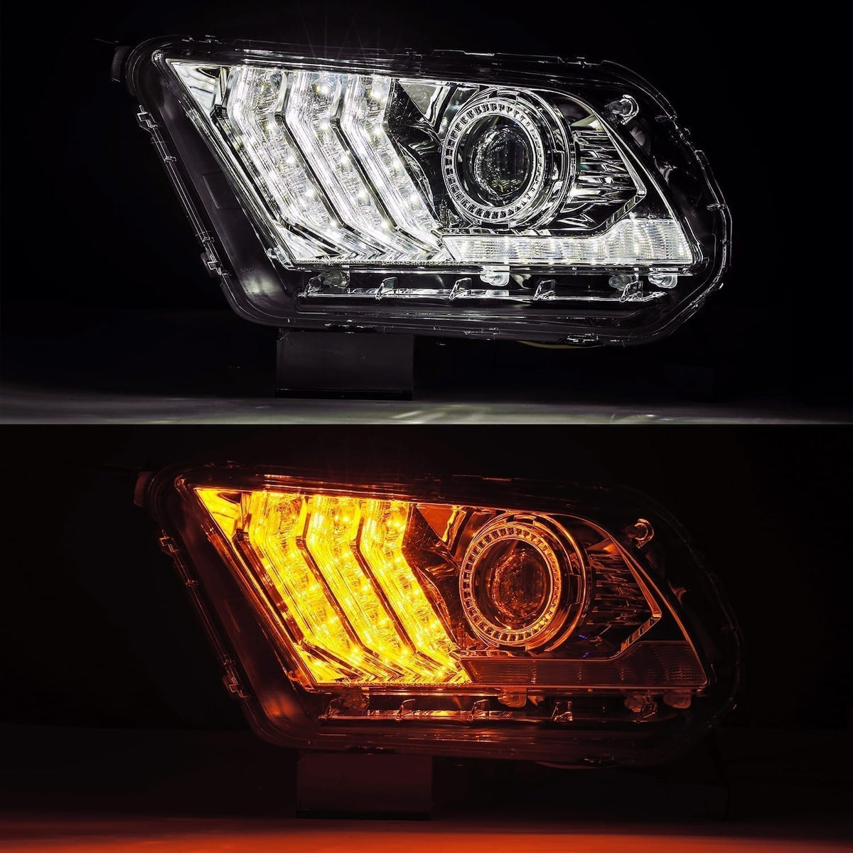 AlphaRex 880117 10-12 Ford Mustang LUXX LED Projector Headlights Plank Style Chrome with Activation Light/Sequential Signal