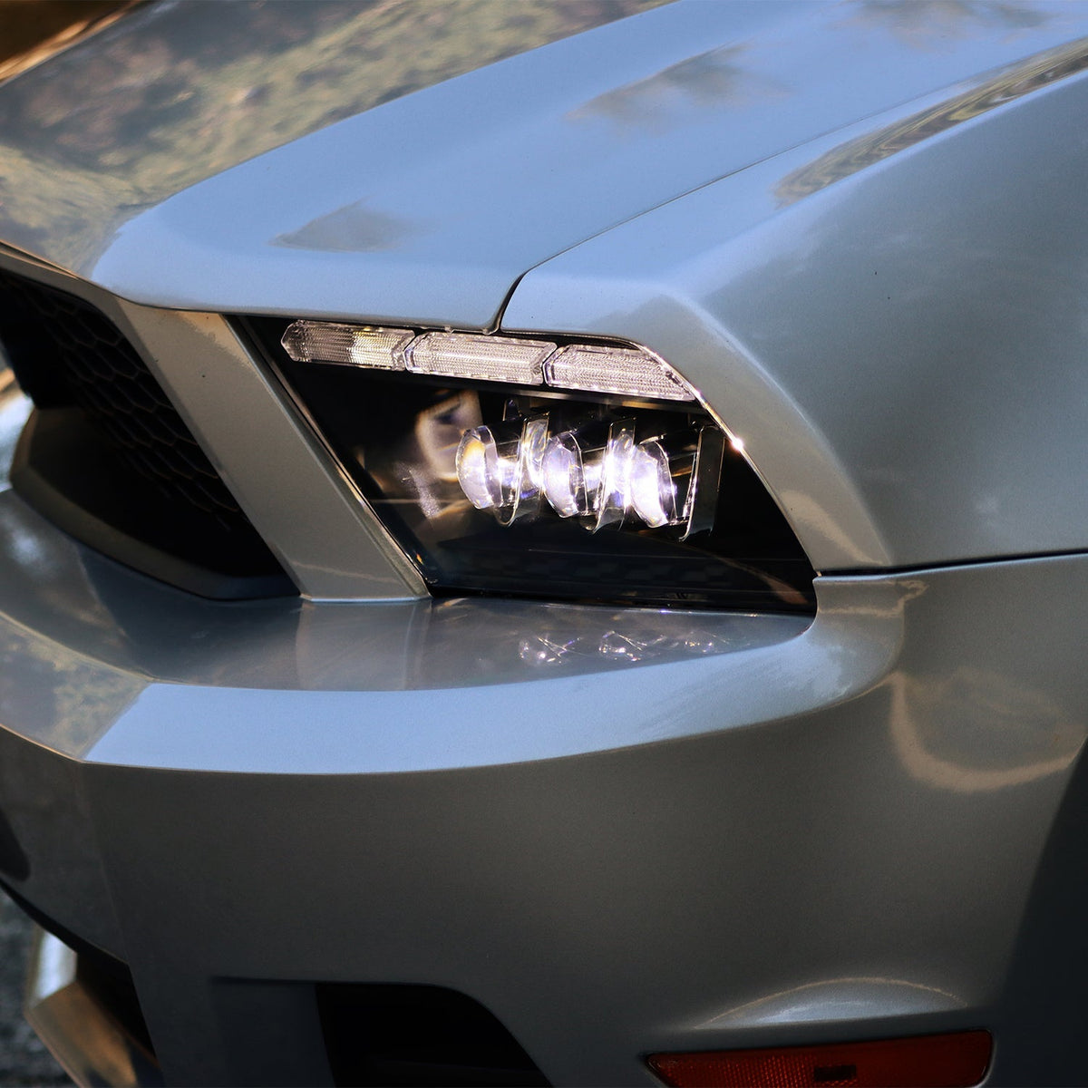 AlphaRex 880490 10-12 Ford Mustang NOVA-Series LED Projector Headlights Alpha-Black with Activation Lght & Sequential Signal Switchback DBL