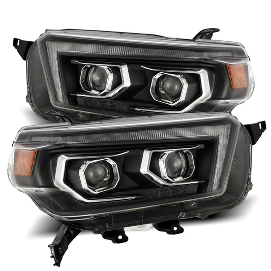AlphaRex 880757 2010-2013 Toyota 4Runner LUXX LED Projector Headlights Plank Style Black with Sequential Signal/DRL