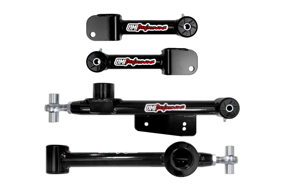 UMI Performance 101416-B Upper and Lower Rear Control Arms Kit Black
