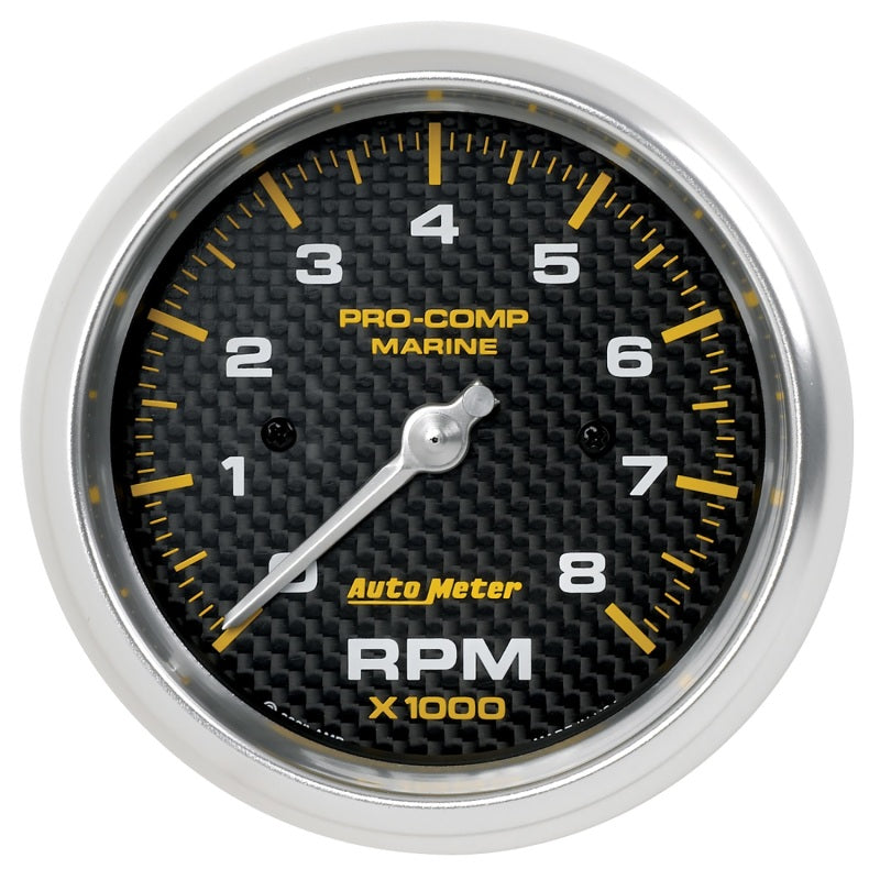 AutoMeter 200779-40 Marine Carbon Fiber 3-3/8in 8K RPM In-Dash Tachometer