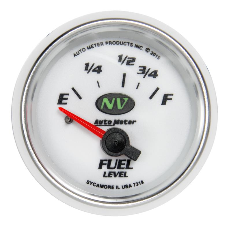 AutoMeter 7318 NV 2-1/16in 16-158 Ohm Electric Fuel Level Gauge