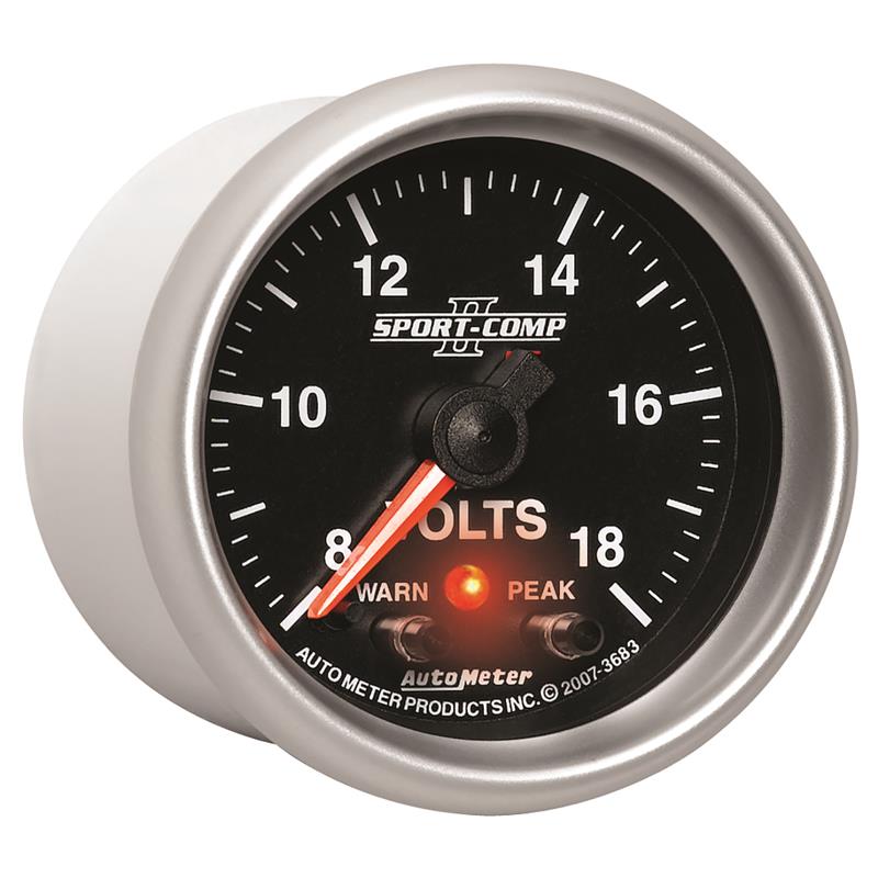 AutoMeter 3683 Sport-Comp II 2-1/16in Digital Voltmeter Gauge - 18V