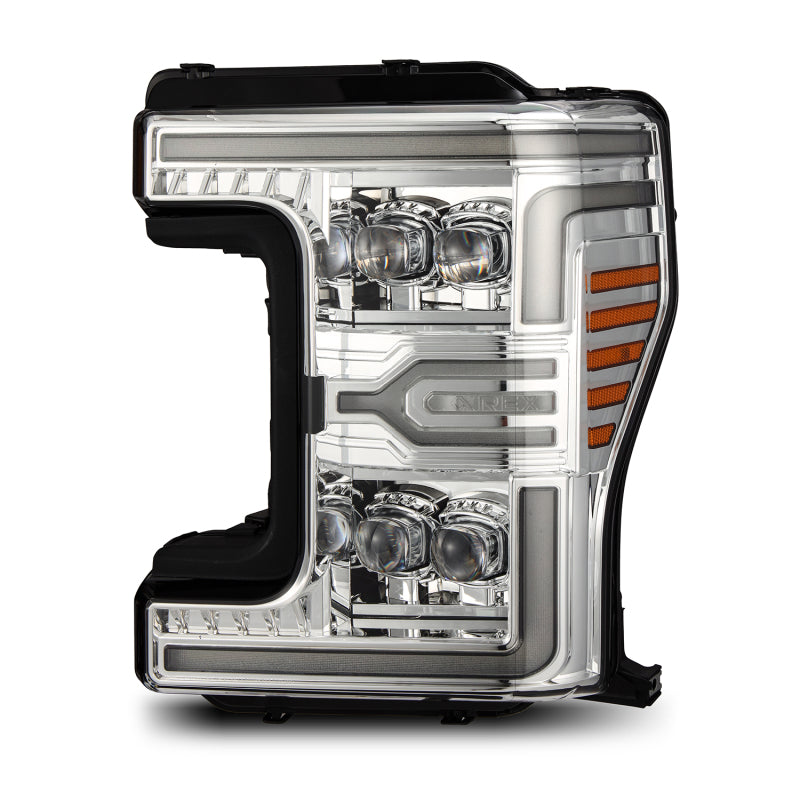 AlphaRex 880347 17-19 Ford F-250/350/450/550 Super Duty NOVA-Series LED Projector Headlights Chrome with Sequential Signal & Switchback DRL