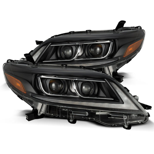 AlphaRex 880766 2011-2021 Toyota Sienna LUXX LED Projector Headlights Plank Style Black with Sequential Signal/DRL