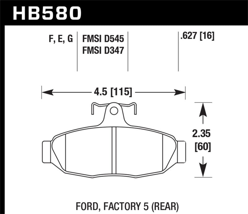 Hawk Performance HB580E.627 Blue 9012 Motorsport Brake Pads