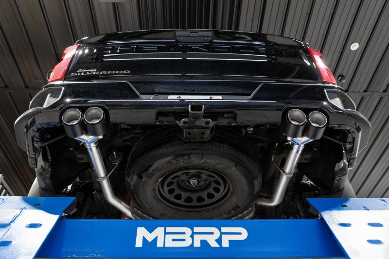 MBRP S50053CF Armor Pro Cat-Back Exhaust - Quad Carbon Tips - 2019+ Silverado / Sierra 1500 6.2L