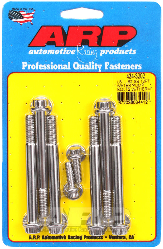 ARP 434-3202 for LS1 LS2 SS 12pt Water Pump Bolts with Thermostat Housing Bolts Kit