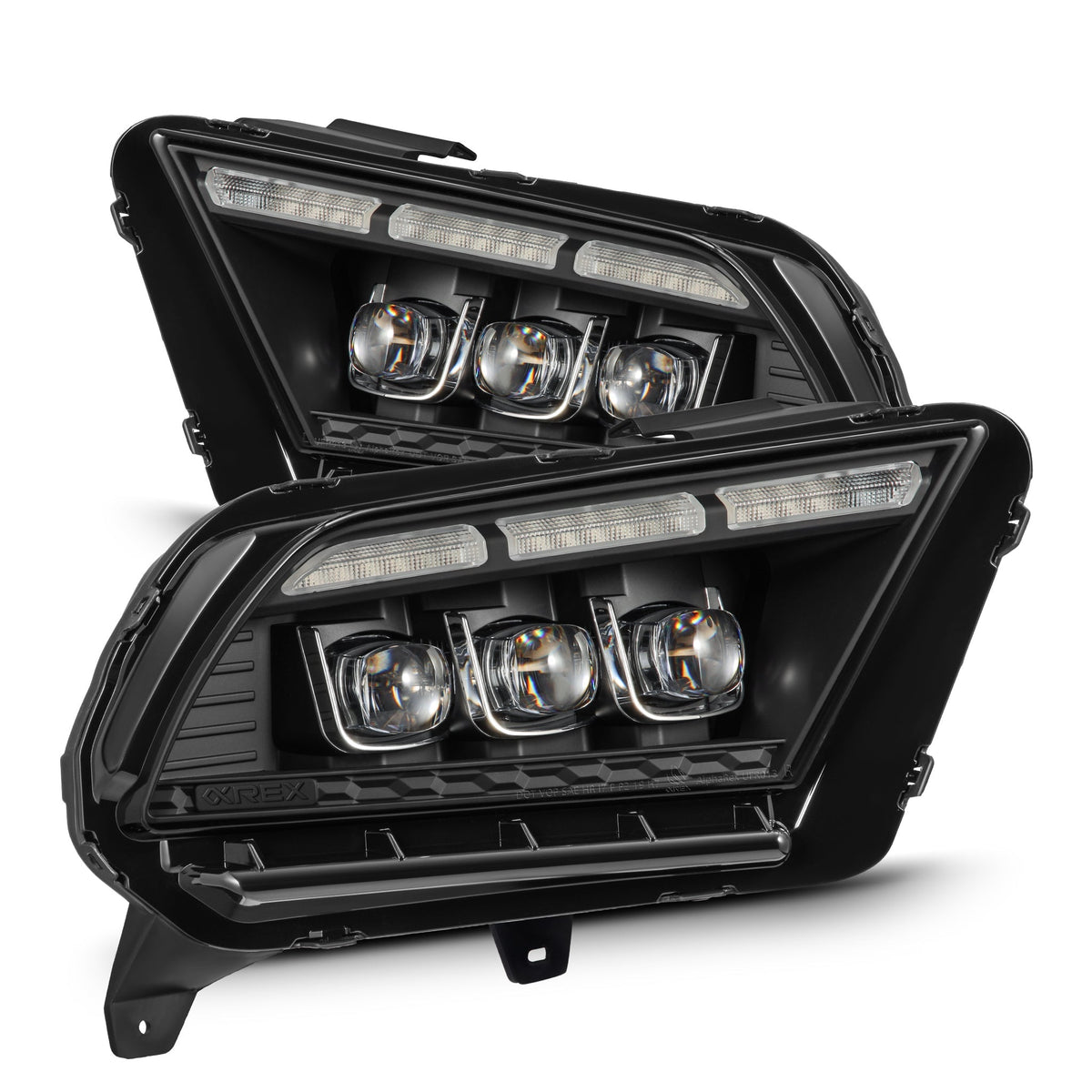 AlphaRex 880487 13-14 Ford Mustang NOVA-Series LED Projector Headlights Black with Activation Lght & Sequential Signal / Switchback DRL