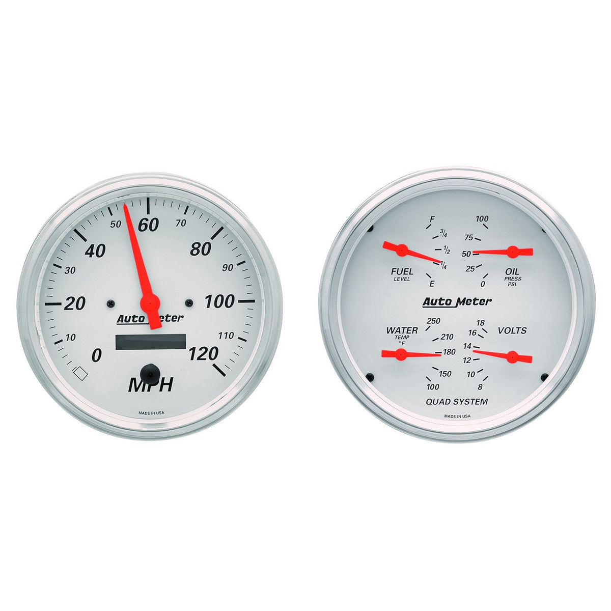AutoMeter 1303 Gauge Kit 2-Piece Quad & Speedometer 5in Arctic White