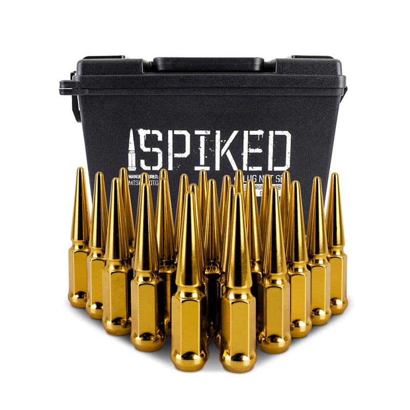 Mishimoto Mishimoto Steel Spiked Lug Nuts M12 x 1.5 24pc Set Gold - #MMLG-SP1215-24GD