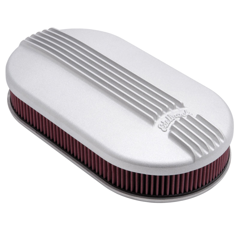 Edelbrock 41199 Air Cleaner Classic Series Oval Aluminum 17.5 in x 9.35 in x 4.45 in Dual Carburetor